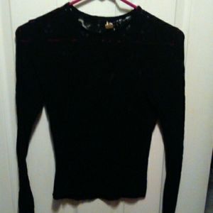 Black Floral Lace Long Sleeve Shirt.